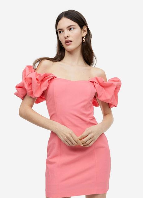 Vestido corto con mangas volumen