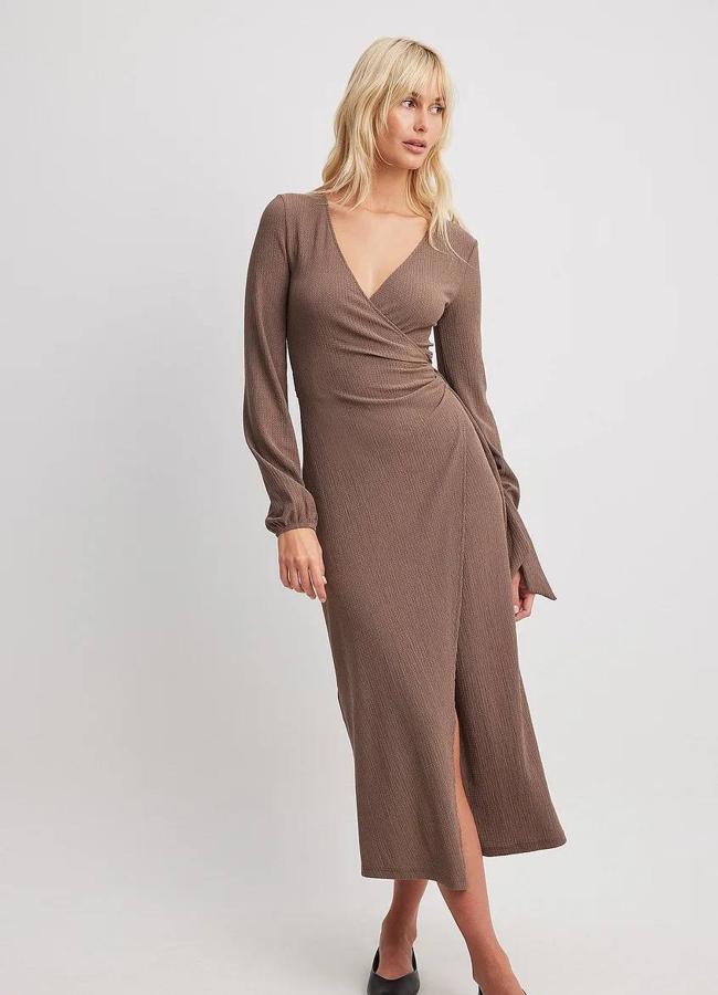 Vestido de punto midi cruzado