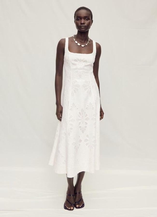 Vestido de lino bordado blanco